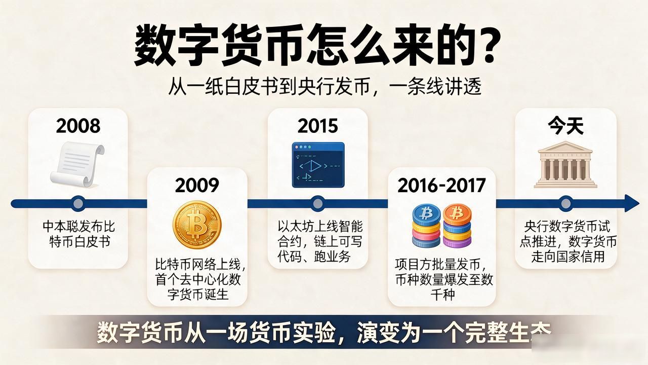数字货币发展历史与区块链技术演进_比特币以太坊区别与央行数字货币对比_数字货币怎么来的