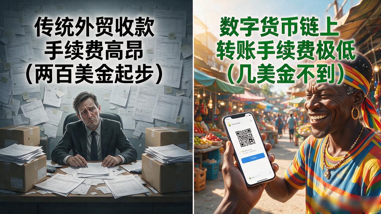 外贸跨境收款数字货币USDT优势_数字货币外贸用途_传统银行汇款vs数字货币手续费对比